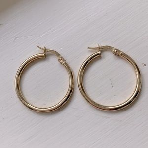14k Genuine Gold Hoop Earrings -22 mm
